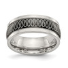 Lex & Lu Chisel Stainless Steel Polished Black Plated 7.80mm Band Ring - Lex & Lu