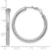 Lex & Lu 10k White Gold 3x30 D/C Omega Back Hoop Earrings LAL150491 - 4 - Lex & Lu