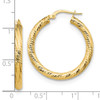 Lex & Lu 10k Yellow Gold 3x20 D/C Round Hoop Earrings LAL150494 - 4 - Lex & Lu