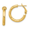 Lex & Lu 10k Yellow Gold 3x15 D/C Round Omega Back Hoop Earrings LAL150501 - Lex & Lu
