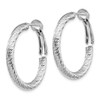 Lex & Lu 10k White Gold 3x20 D/C Omega Back Hoop Earrings LAL150505 - 2 - Lex & Lu