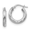 Lex & Lu 14k White Gold 3x10 D/C Round Hoop Earrings LAL150650 - Lex & Lu Lex & Lu 14k White Gold 3x10 D/C Round Hoop Earrings LAL150650 - Lex & Lu