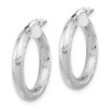 Lex & Lu 14k White Gold 3x15 D/C Round Hoop Earrings LAL150653 - 2 - Lex & Lu