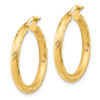 Lex & Lu 14k Yellow Gold 3x20 D/C Round Hoop Earrings LAL150654 - 2 - Lex & Lu