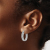 Lex & Lu 14k White Gold Polished & D/C Oval Hoop Earrings LAL150727 - 3 - Lex & Lu