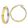 Lex & Lu 14k Yellow Gold w/Rhodium & D/C Hoop Earrings LAL150729 - Lex & Lu