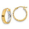 Lex & Lu 14k Yellow Gold w/Rhodium & D/C Hoop Earrings LAL150731 - Lex & Lu