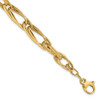 Lex & Lu 14k Yellow Gold Polished & Textured Fancy Link Bracelet - Lex & Lu