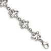 Lex & Lu Chisel Stainless Steel Polished Cut-out Flowers 7.5'' Bracelet - Lex & Lu