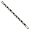 Lex & Lu Chisel Stainless Steel Leather Black CZ Brushed Bracelet - 3 - Lex & Lu