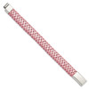 Lex & Lu Chisel Stainless Steel Polished Metallic Pink Woven Leather Bracelet - 3 - Lex & Lu