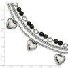 Lex & Lu Chisel Stainless Steel Polished w/Black & White Agate w/Hearts Bracelet - 5 - Lex & Lu