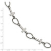 Lex & Lu Chisel Stainless Steel Polished Cross Bracelet - 5 - Lex & Lu