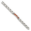 Lex & Lu Chisel Stainless Steel Brushed & Polished w/Wood Inlay and CZ Bracelet - 3 - Lex & Lu