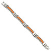 Lex & Lu Chisel Stainless Steel Orange Rubber 9'' Bracelet - 2 - Lex & Lu