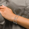 Lex & Lu Chisel Stainless Steel w/Preciosa Crystal V shape Bangle Bracelet - 3 - Lex & Lu