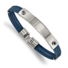 Lex & Lu Chisel Stainless Steel Blue Plated Cable Blue CZ 7.25'' ID Bracelet - Lex & Lu