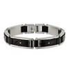 Lex & Lu Chisel Stainless Steel Blk IP w/CZ & Black Carbon Fiber 8.75'' Bracelet - 2 - Lex & Lu