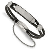 Lex & Lu Chisel Stainless Steel w/Preciosa Crystal Braided Leather Bracelet - Lex & Lu