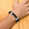 Lex & Lu Chisel Stainless Steel Black Plated w/Black Leather 8.5'' Bracelet - 3 - Lex & Lu