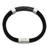 Lex & Lu Chisel Stainless Steel Black Plated w/Black Leather 8.5'' Bracelet - 4 - Lex & Lu