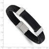 Lex & Lu Chisel Stainless Steel Black Plated w/Black Leather 8.5'' Bracelet - 5 - Lex & Lu