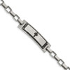 Lex & Lu Chisel Stainless Steel Black Plated Cross 8.5'' Link Bracelet - Lex & Lu