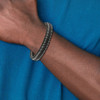 Lex & Lu Chisel Stainless Steel Black Leather w/Wire Adjust 8'' to 8.5'' Bracelet - 2 - Lex & Lu