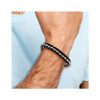 Lex & Lu Chisel Stainless Steel Polished Black Leather Braided 8.5'' Bracelet - 2 - Lex & Lu