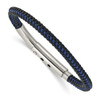 Lex & Lu Chisel Stainless Steel Black & Blue PU Adjust 7.75'' to 8.25'' Bracelet - Lex & Lu