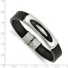 Lex & Lu Chisel Stainless Steel Weaved Black Genuine Leather 8'' Bracelet - 2 - Lex & Lu