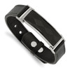 Lex & Lu Chisel Stainless Steel Leather w/Carbon Fiber Inlay Adj. from 7-9.25'' Bracelet - Lex & Lu