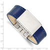 Lex & Lu Chisel Stainless Steel Polished Blue Leather 8.25'' ID Bracelet - 3 - Lex & Lu