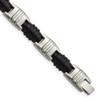 Lex & Lu Chisel Stainless Steel Brushed and Polished Black IP Link Bracelet - Lex & Lu