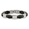 Lex & Lu Chisel Stainless Steel Brushed and Polished Black IP Link Bracelet - 4 - Lex & Lu