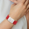 Lex & Lu Chisel Stainless Steel Brushed Red Leather 8'' ID Bracelet - 5 - Lex & Lu