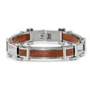 Lex & Lu Chisel Stainless Steel Polished w/Wood Inlay 8.25'' Bracelet - 4 - Lex & Lu