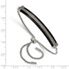 Lex & Lu Chisel Stainless Steel Black Plated w/Black CZ Adjustable Bracelet - 2 - Lex & Lu