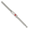 Lex & Lu Chisel Stainless Steel w/Red Enamel 8'' Medical ID Bracelet LAL151133 - 2 - Lex & Lu