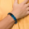 Lex & Lu Chisel Stainless Steel Blk & Blue Plated w/Silicone & Leather Bracelet - 2 - Lex & Lu