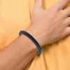Lex & Lu Chisel Stainless Steel Brushed Blue Leather Braided 8.5'' Bracelet - 2 - Lex & Lu