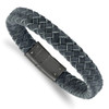 Lex & Lu Chisel Stainless Steel Brushed Grey Leather Braided 8.5'' Bracelet - Lex & Lu