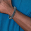Lex & Lu Chisel Stainless Steel Brushed Grey Leather Braided 8.5'' Bracelet - 2 - Lex & Lu