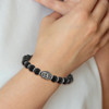 Lex & Lu Chisel Stainless Steel Buddha Black Agate Beaded Stretch Bracelet - 2 - Lex & Lu