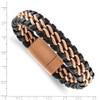 Lex & Lu Chisel Stainless Steel Brushed Rose Plated Brown Leather Bracelet - 3 - Lex & Lu