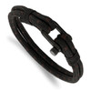 Lex & Lu Chisel Stainless Steel Black Plated Woven Nylon Cotton Bracelet - Lex & Lu