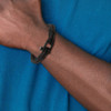 Lex & Lu Chisel Stainless Steel Black Plated Woven Nylon Cotton Bracelet - 2 - Lex & Lu