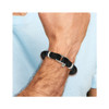 Lex & Lu Chisel Stainless Steel Polished Woven Black Cotton Bracelet LAL151187 - 2 - Lex & Lu