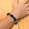 Lex & Lu Chisel Stainless Steel Polished Woven Navy Cotton Bracelet - 2 - Lex & Lu