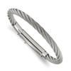 Lex & Lu Chisel Stainless Steel Twisted Wire Adj. 7'' to 7.75'' Bangle Bracelet - Lex & Lu